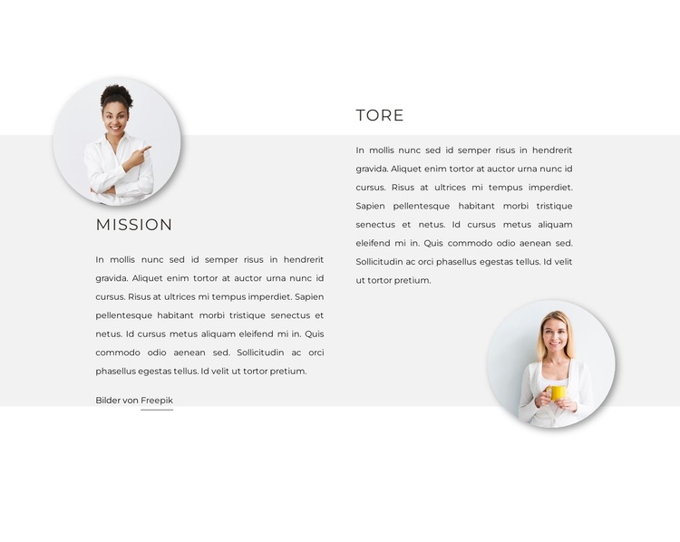 Text mit Kreisbildern WordPress-Theme