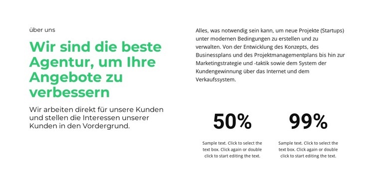 Zähler und Text Landing Page