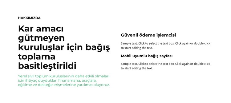 Çeşitli metin blokları HTML Şablonu