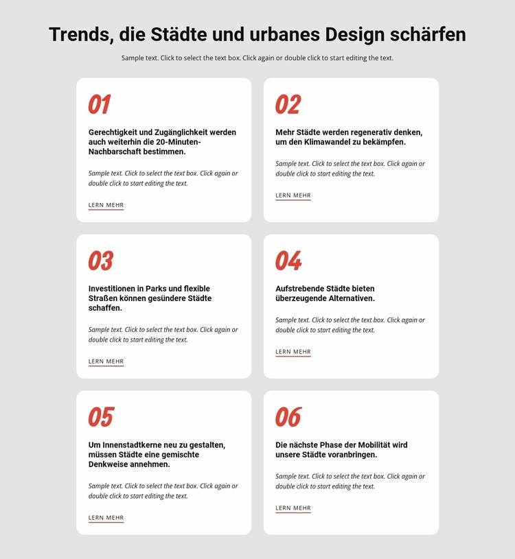 Trends prägen Städte Landing Page