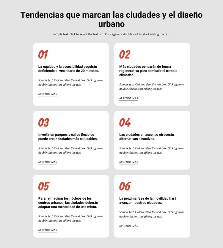 Tendencias que marcan las ciudades Maqueta de sitio web