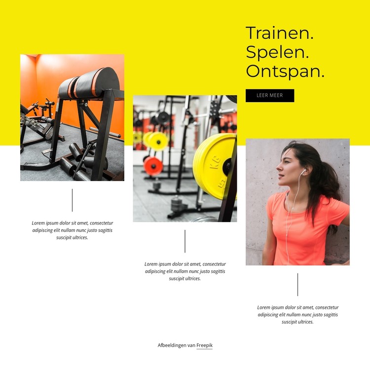 Trainen, spelen, ontspannen CSS-sjabloon