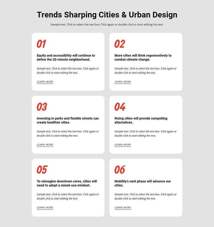 Trends sharping cities One Page Template