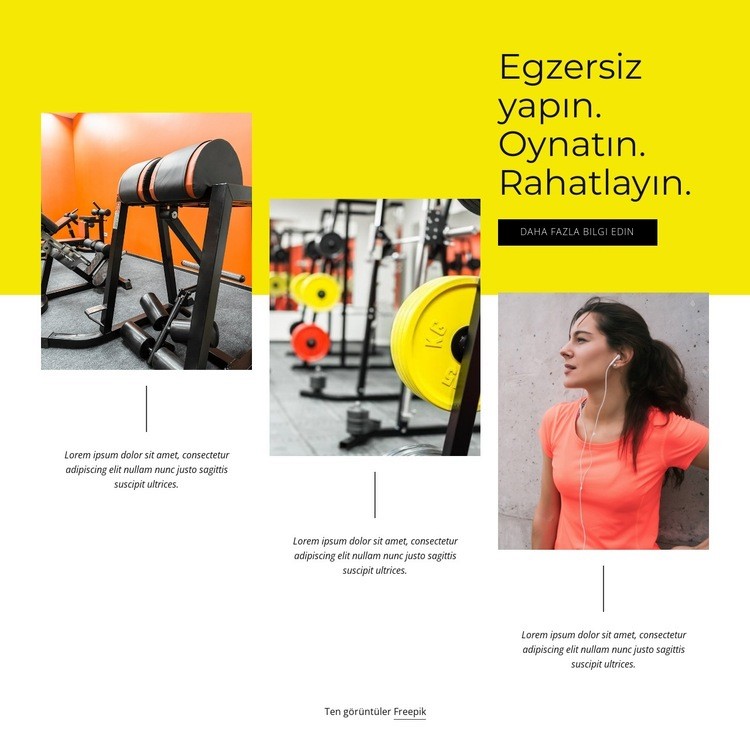 Egzersiz yap, oyun oyna, rahatla Web Sitesi Mockup'ı