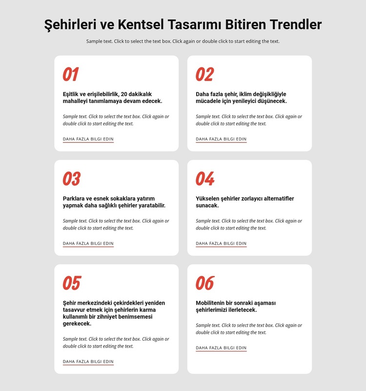 Şehirleri keskinleştiren trendler Web Sitesi Şablonu