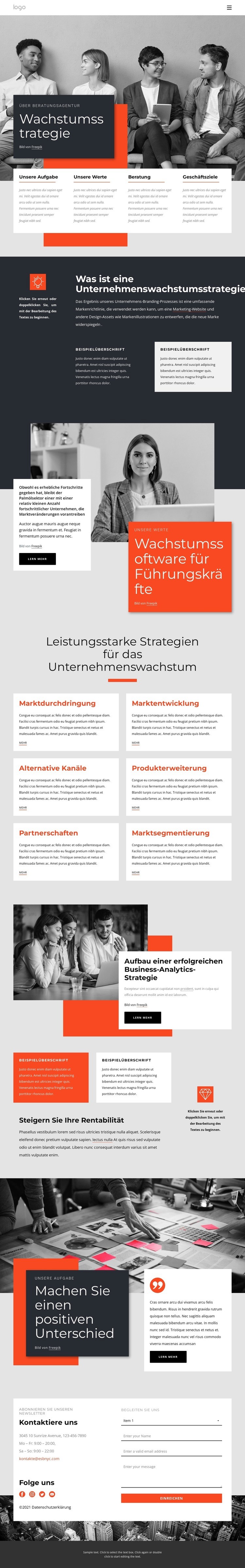 Berater für Wachstumsstrategie Eine Seitenvorlage
