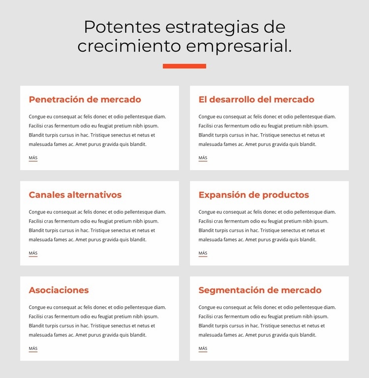 Poderosas estrategias comerciales Maqueta de sitio web