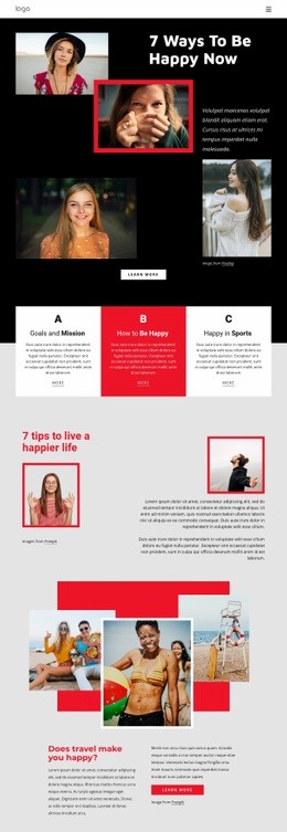 Ways To Be Happy Now - Beautiful Web Page Design