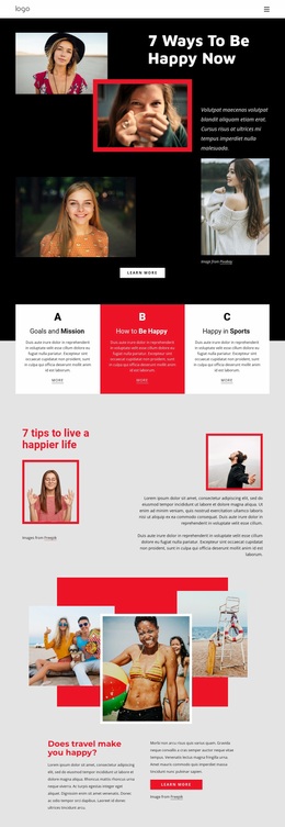 Ways To Be Happy Now - Custom Website Design