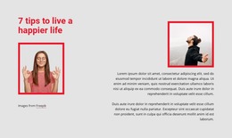 7 Tips To Live A Happier Life - Free Website Mockup