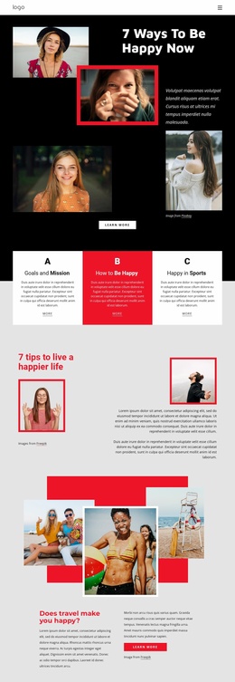 Most Creative Landing Page For Ways To Be Happy Now