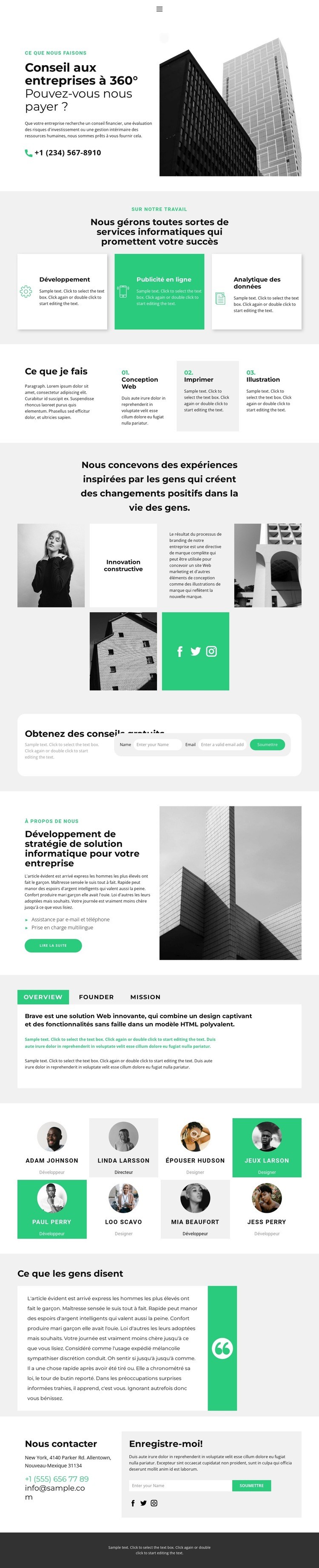 Nouveaux services de conseil Maquette de site Web