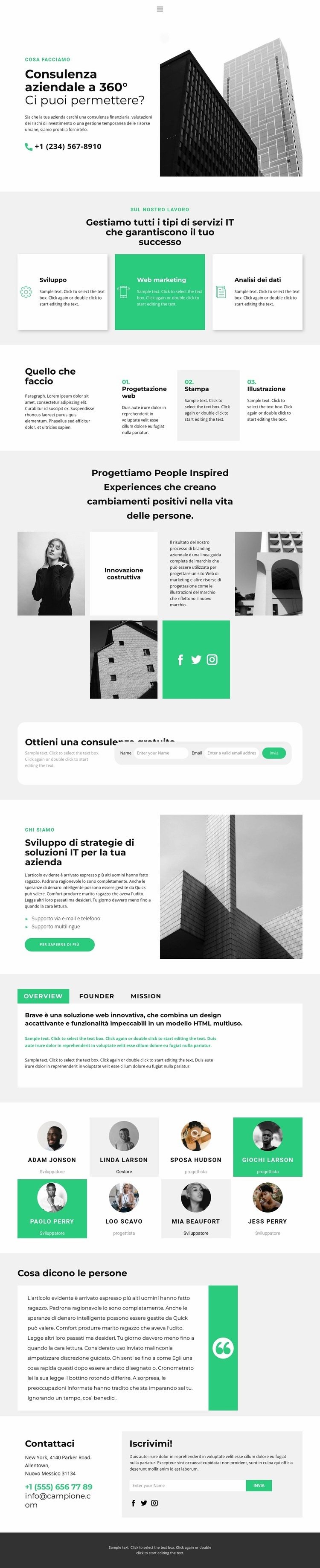 Nuovi servizi di consulenza Mockup del sito web