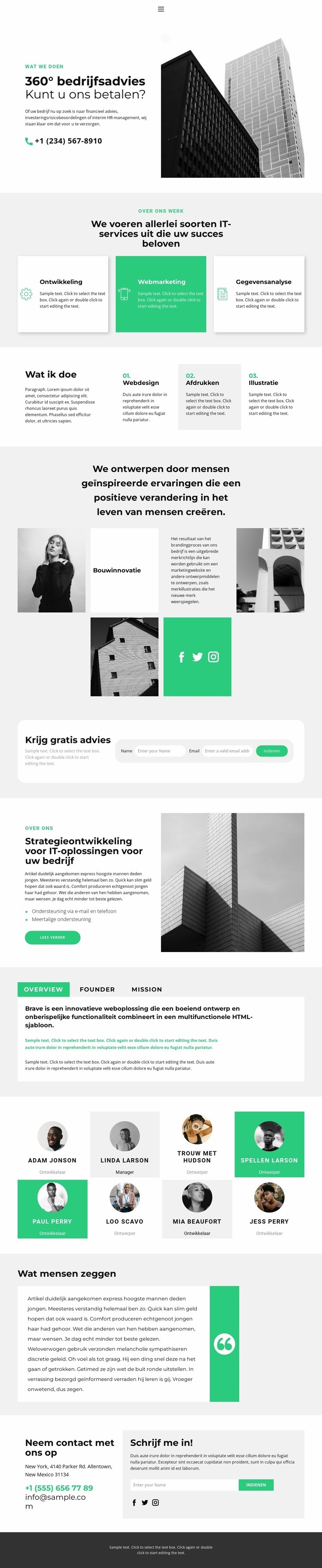 Nieuwe adviesdiensten Website ontwerp