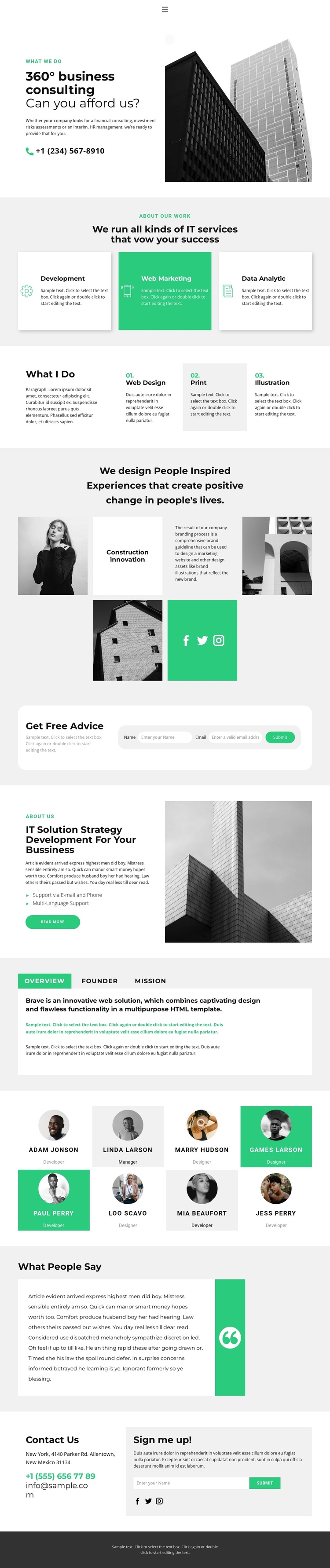 New consulting services One Page Template