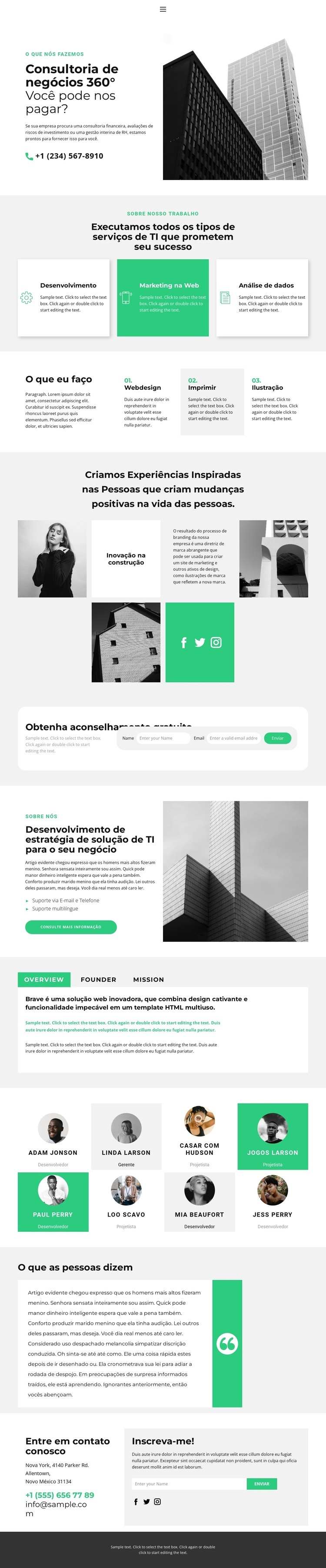 Novos serviços de consultoria Landing Page