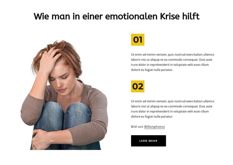 Emotionale Krise Website-Modell