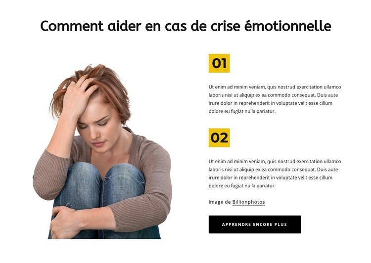 Crise émotionnelle Maquette de site Web