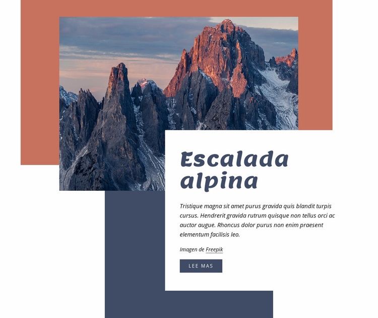 Escalada alpina Maqueta de sitio web