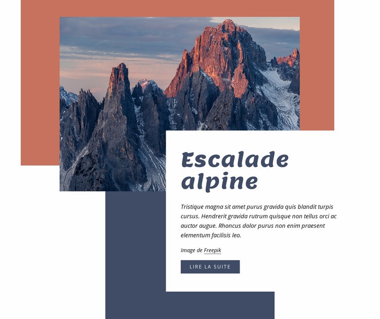 Escalade alpine Maquette de site Web