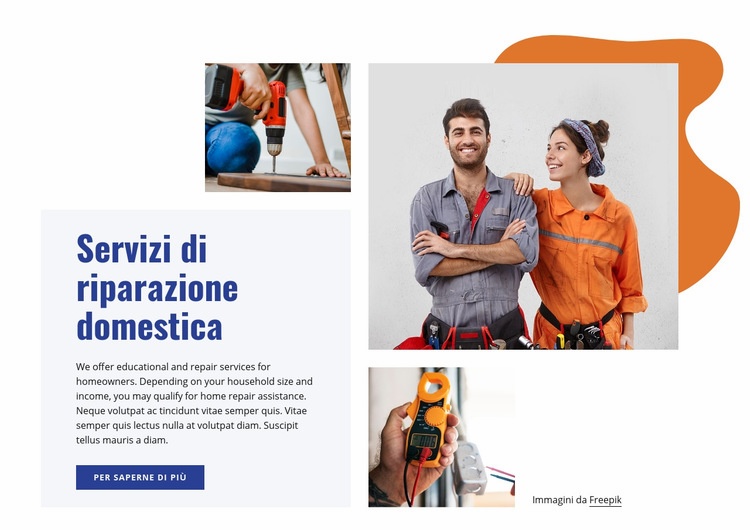 Professionisti del miglioramento domestico Mockup del sito web