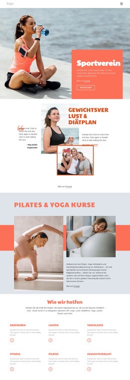 Pilates Gegen Yoga - Modernes Website-Design