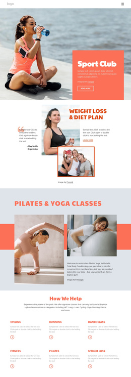 Pilates Vs Yoga - One Page Html Template