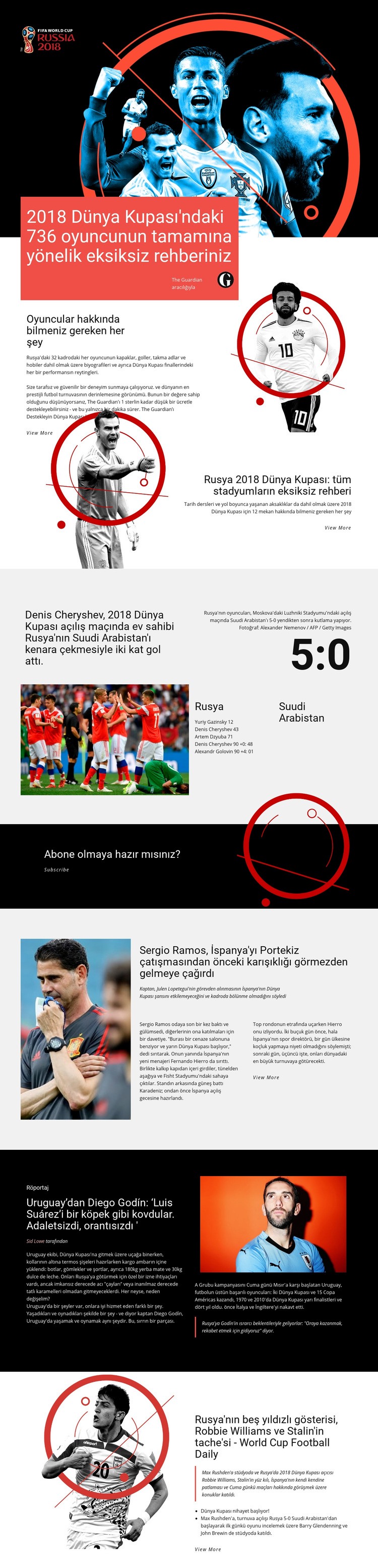 Dünya Kupası Web Sitesi Mockup'ı