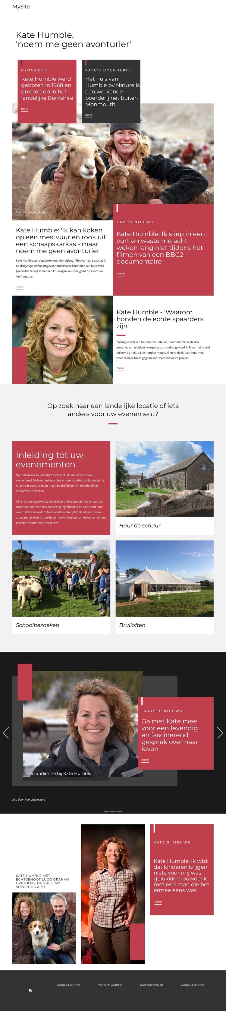 Kate Humble Website ontwerp