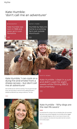 Kate Humble One Page Template