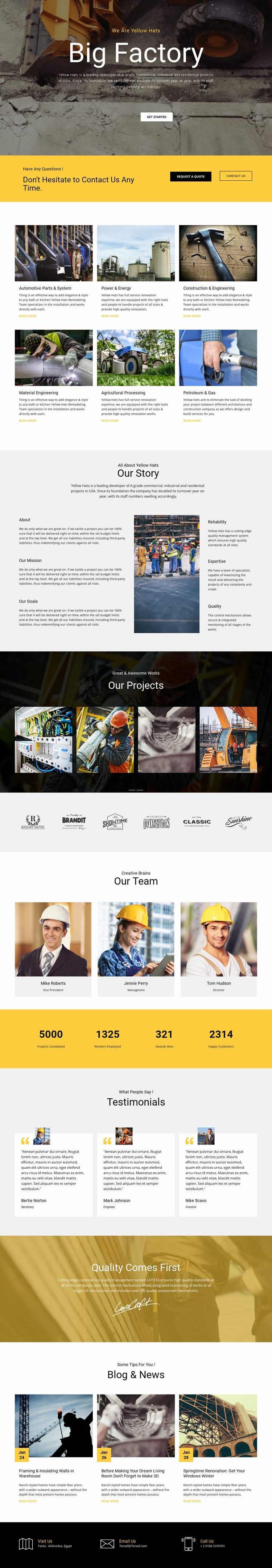 Factory works industrial Web Page Design