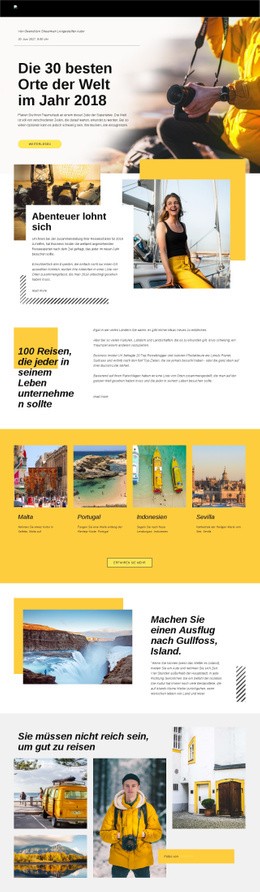 Website-Design Für Beste Orte Zu Besuchen