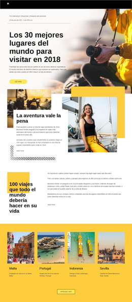 Mejores Lugares Para Visitar: Plantilla De Página HTML