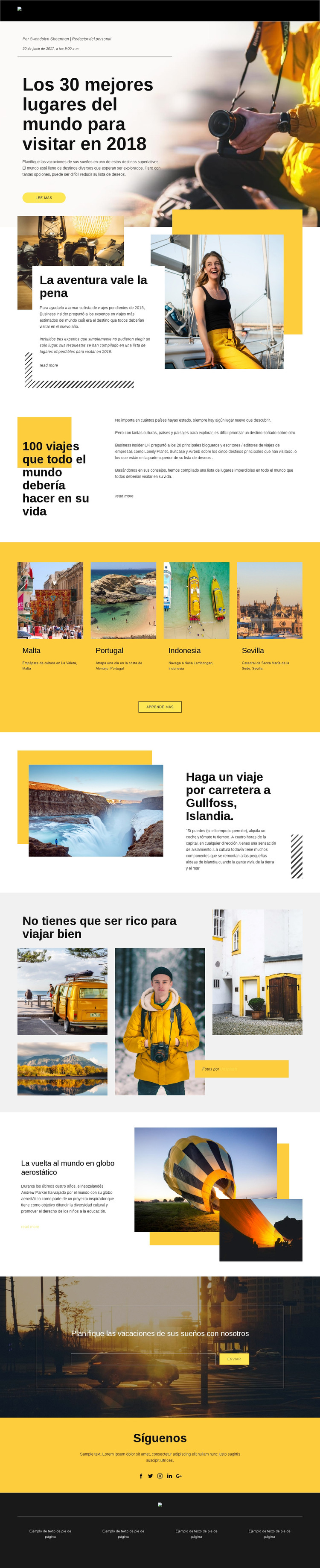 Mejores lugares para visitar Plantilla HTML