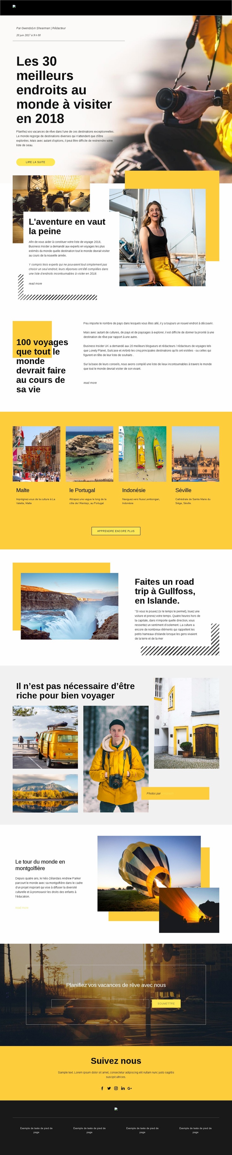 Meilleurs endroits à visiter Page de destination