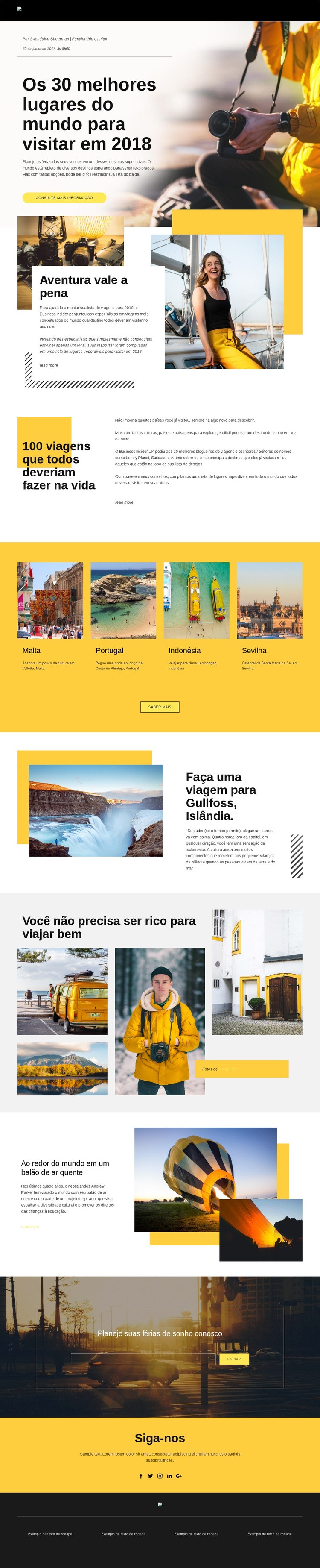 Melhores lugares para visitar Construtor de sites HTML