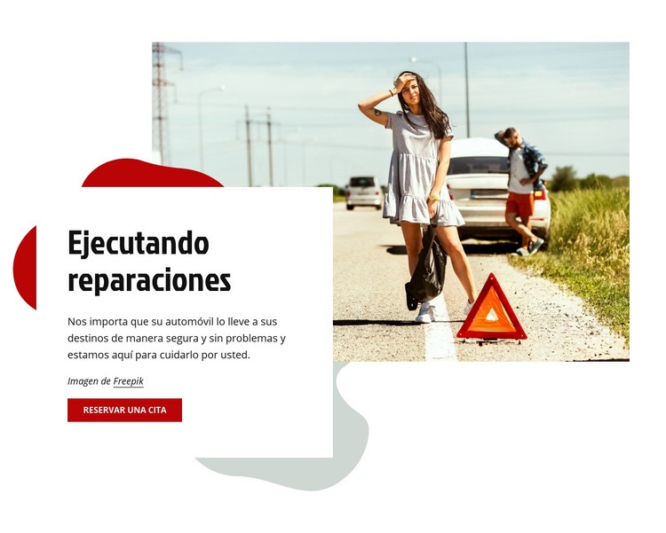 Ejecución de reparaciones de automóviles Maqueta de sitio web