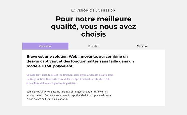 Onglets avec informations Conception de site Web