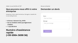 Informations Textuelles Et Formulaire De Contact - HTML Website Builder