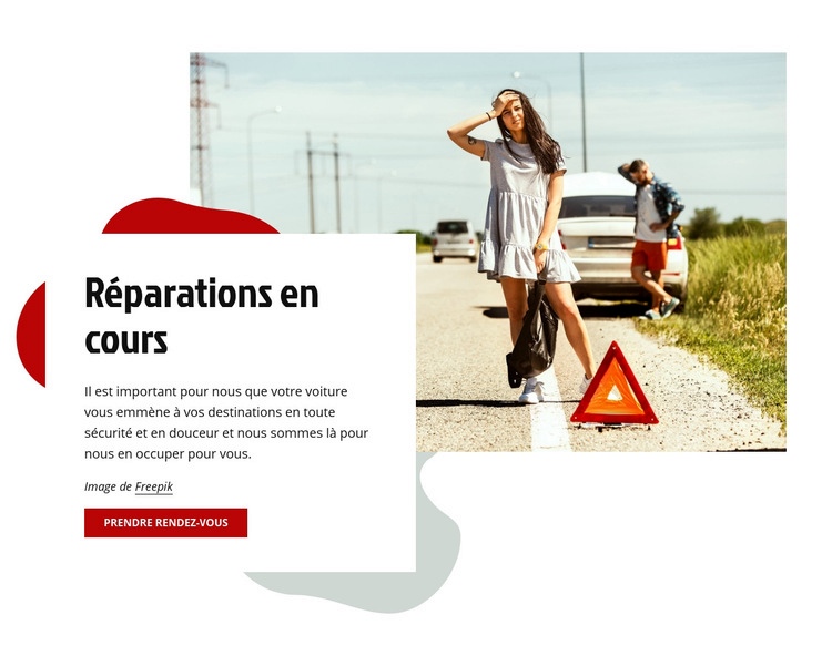 Réparation de voitures en cours d'exécution Créateur de site Web HTML