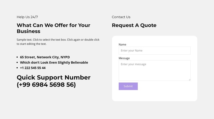 Text info and contact form HTML5 Template