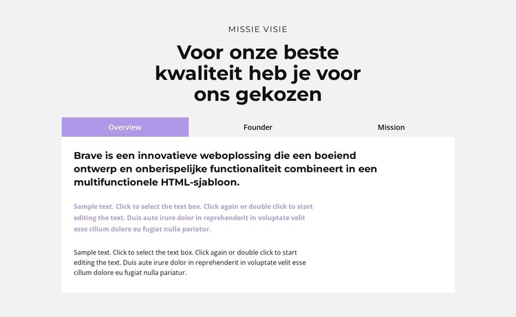 Tabbladen met informatie Website mockup