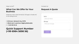 Text Info And Contact Form - Drag & Вrop One Page Template