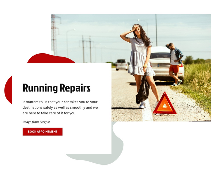 Running car repairs One Page Template