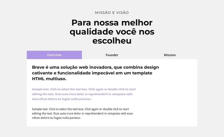 Abas com informações Design do site