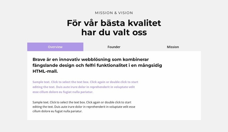 Flikar med information Hemsidedesign