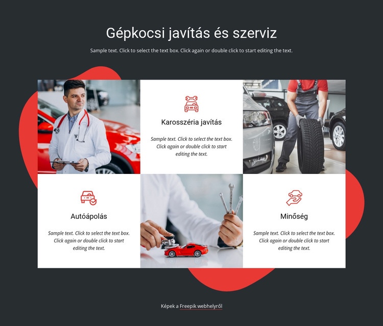 Járművek szervizelése és javítása Weboldal sablon