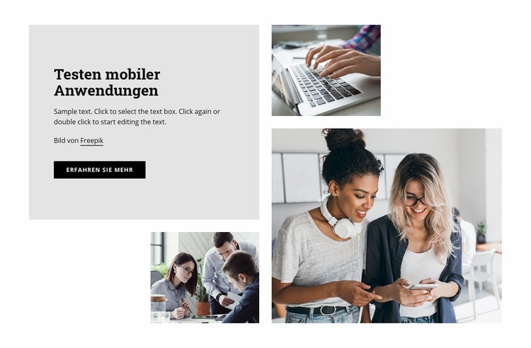 Testen mobiler Anwendungen Landing Page