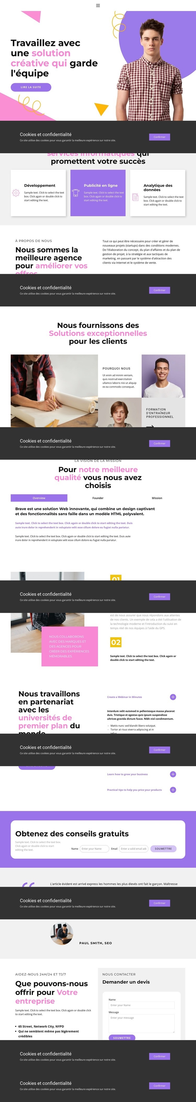 Nous sélectionnons une approche individuelle Maquette de site Web