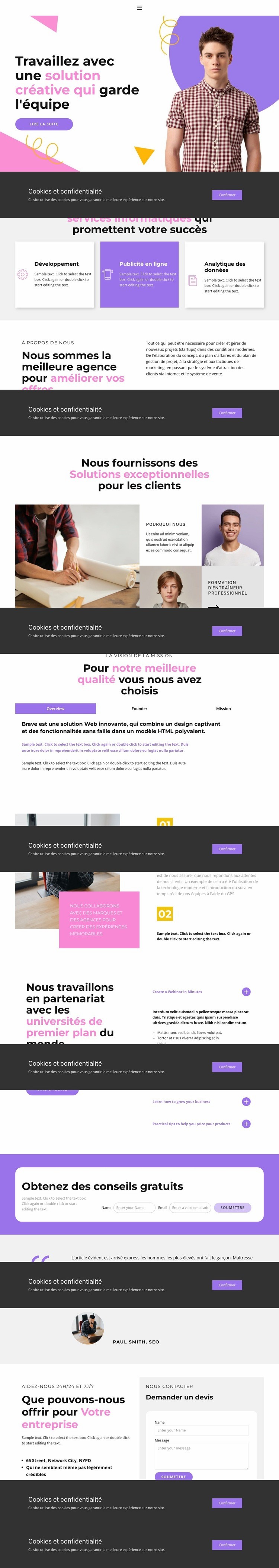 Nous sélectionnons une approche individuelle Modèle HTML5